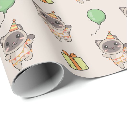Verjaardag Dier Leuke Kat Kids Verjaardagsfeestje Cadeaupapier (Rol Hoek)