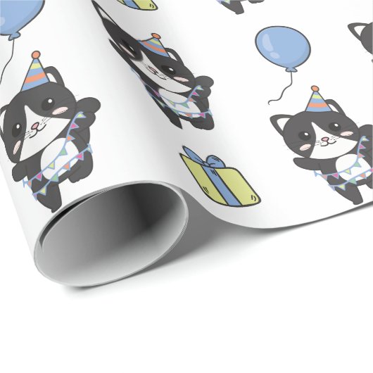 Verjaardag Dier Leuke Kat voor Kinderen Verjaardag Cadeaupapier (Rol Hoek)