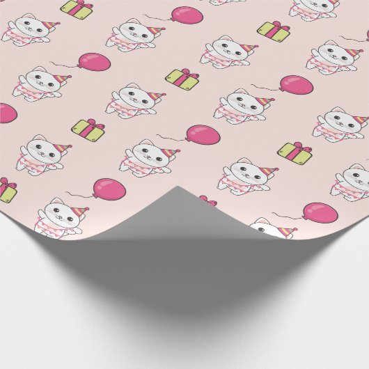 Verjaardag Dier Leuke Kat voor Kinderen Verjaardag Cadeaupapier (Hoek)