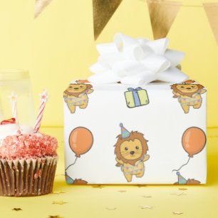 Verjaardag Dier Leuke Leeuw voor Kinderen Verjaard Cadeaupapier