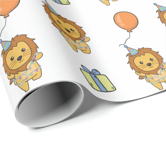 Verjaardag Dier Leuke Leeuw voor Kinderen Verjaard Cadeaupapier (Rol Hoek)