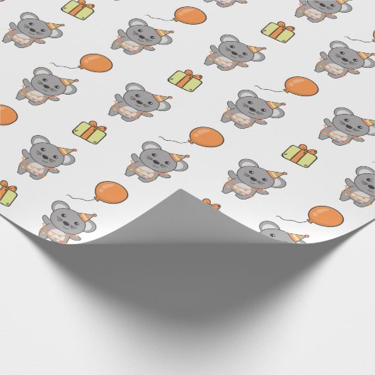 Verjaardag Dier Leuke Muis Kids Verjaardagsfeestje Cadeaupapier (Hoek)