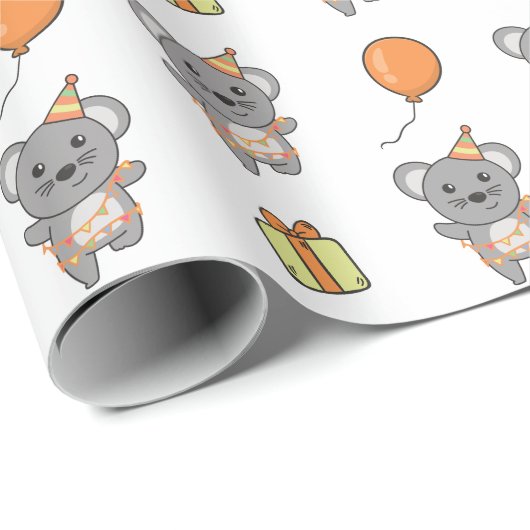 Verjaardag Dier Leuke Muis Kids Verjaardagsfeestje Cadeaupapier (Rol Hoek)