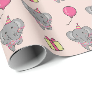 Verjaardag Dier Leuke Olifant Kids Verjaardagsfees Cadeaupapier