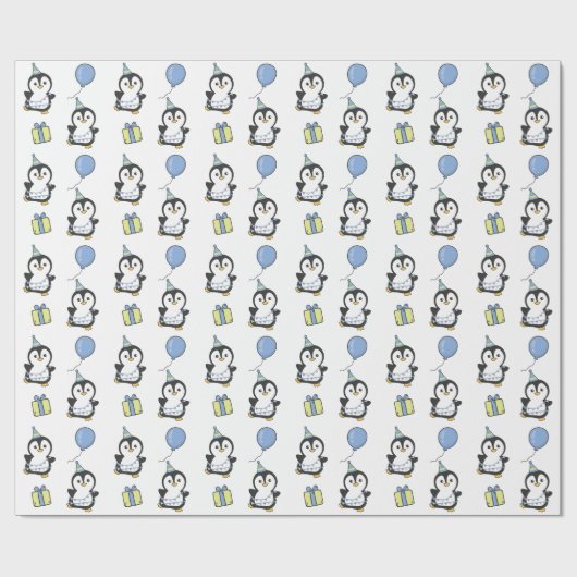 Verjaardag Dier Leuke Pinguïn Kids Verjaardagsfees Cadeaupapier (Vlak)