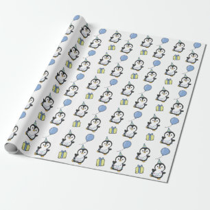 Verjaardag Dier Leuke Pinguïn Kids Verjaardagsfees Cadeaupapier