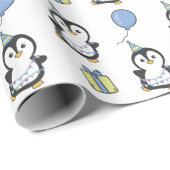 Verjaardag Dier Leuke Pinguïn Kids Verjaardagsfees Cadeaupapier (Rol Hoek)