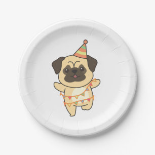 Verjaardag Dier Leuke Pug voor Kinderen Verjaardag Papieren Bordje