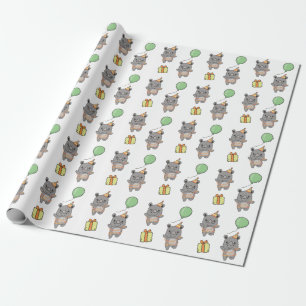 Verjaardag Dier Leuke Rhino voor Kinderen Verjaard Cadeaupapier