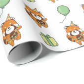 Verjaardag Dier Leuke Rode Panda Kids Verjaardagsf Cadeaupapier (Rol Hoek)