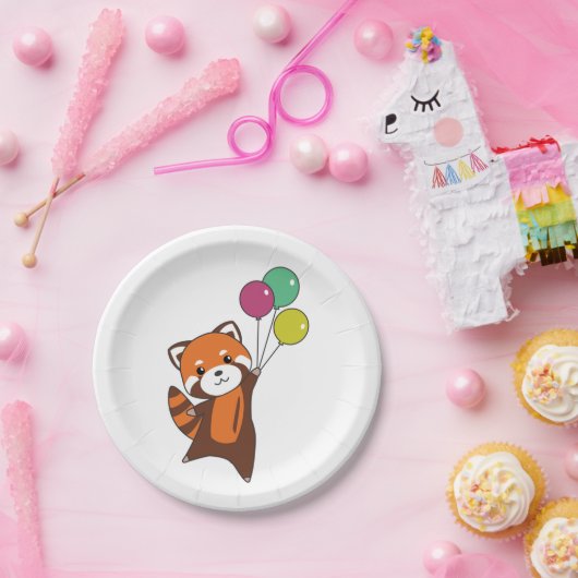 Verjaardag Dier Leuke Rode Panda Kids Verjaardagsf Papieren Bordje (Feest)