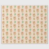Verjaardag Dier Leuke Shiba Inu Kids Verjaardagsfe Cadeaupapier (Vlak)