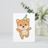 Verjaardag Dier Leuke Shiba Inu Kids Verjaardagsfe Feestdagenkaart (Staand voorkant)
