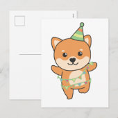 Verjaardag Dier Leuke Shiba Inu Kids Verjaardagsfe Feestdagenkaart (Voorkant / Achterkant)
