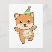 Verjaardag Dier Leuke Shiba Inu Kids Verjaardagsfe Feestdagenkaart (Voorkant)