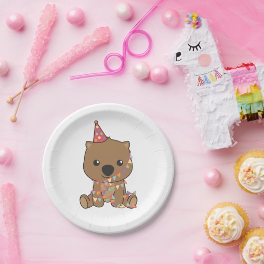 Verjaardag Dier Leuke Wombat Kids Verjaardagsfeest Papieren Bordje (Feest)