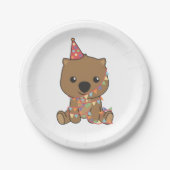 Verjaardag Dier Leuke Wombat Kids Verjaardagsfeest Papieren Bordje (Voorkant)