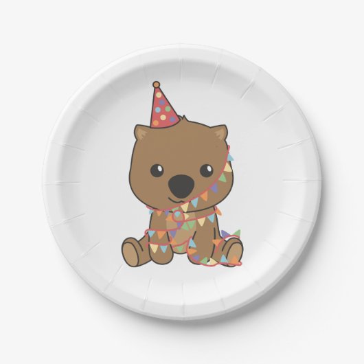 Verjaardag Dier Leuke Wombat Kids Verjaardagsfeest Papieren Bordje (Voorkant)
