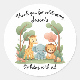 Verjaardag dierentuin ronde sticker