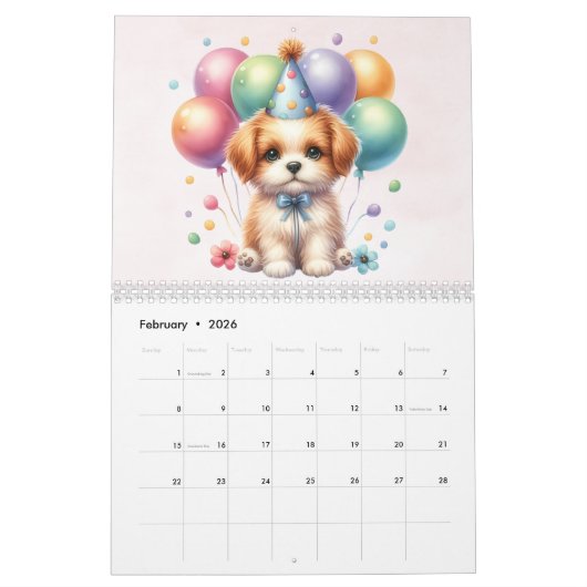 Verjaardag Dierenvrienden 2026 Kalender 12 maanden (Feb 2026)