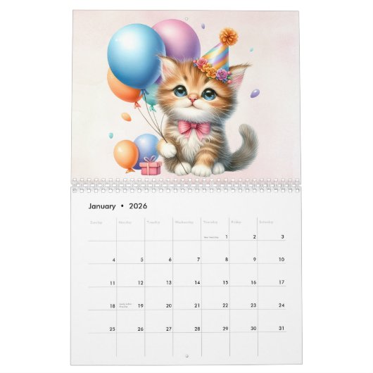 Verjaardag Dierenvrienden 2026 Kalender 12 maanden (Jan 2026)