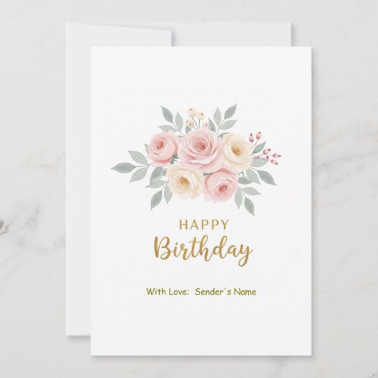 Verjaardag  Digitale Bloemen Feestdagenkaart (Voorkant)