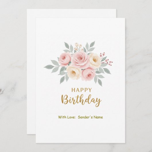 Verjaardag  Digitale Bloemen Feestdagenkaart (Voorkant / Achterkant)