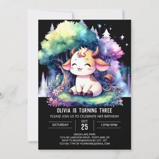 Verjaardag digitale Koe Boho Kaart (Voorkant)