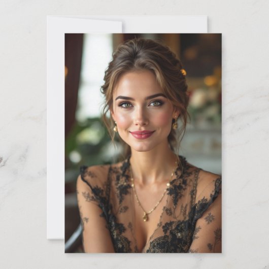 Verjaardag Diner Foto Zwart-wit Modern Kaart (Achterkant)