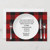 Verjaardag Diner Party Buffel Plaid Uitnodiging (Voorkant)