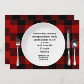 Verjaardag Diner Party Buffel Plaid Uitnodiging (Voorkant / Achterkant)