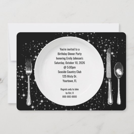 Verjaardag Diner Party Op Sterren Uitnodiging (Voorkant)