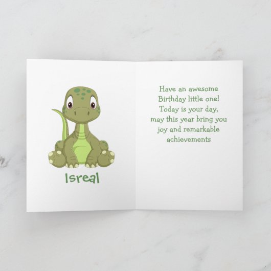 Verjaardag Dinosaur Baby Jurassic Kaart (Binnen)