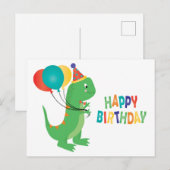 Verjaardag Dinosaur Ballonnen Briefkaart (Voorkant / Achterkant)