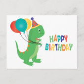 Verjaardag Dinosaur Ballonnen Briefkaart (Voorkant)