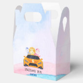 Verjaardag Dinosaur race auto geel jongen kind naa Bedankdoosjes (Geopend)