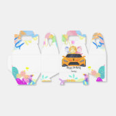 Verjaardag Dinosaur race auto jongen geel racen ki Bedankdoosjes (Uitgevouwen)