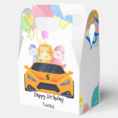 Verjaardag Dinosaur race auto jongen geel racen ki Bedankdoosjes (Geopend)