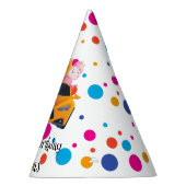 Verjaardag Dinosaur race auto jongen geel racen ki Feesthoedjes (Rechts)