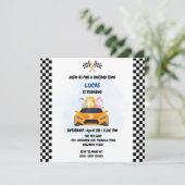 Verjaardag Dinosaur race auto jongen rood racen ki (Staand voorkant)