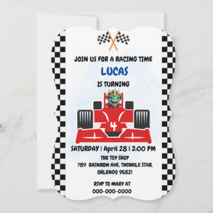 Verjaardag Dinosaur race auto jongen rood racen ki Kaart