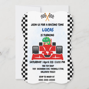 Verjaardag Dinosaur race auto jongen rood racen ki Kaart