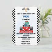 Verjaardag Dinosaur race auto jongen rood racen ki Kaart (Staand voorkant)