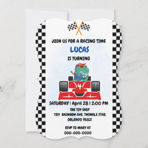 Verjaardag Dinosaur race auto jongen rood racen ki Kaart