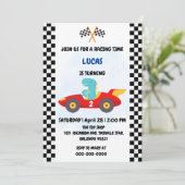 Verjaardag Dinosaur race auto jongen rood racen ki Kaart (Staand voorkant)