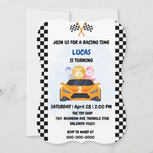 Verjaardag Dinosaur race auto jongen rood racen ki Kaart (Voorkant)