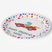 Verjaardag Dinosaur race auto jongen rood racing k Papieren Bordje (Gekanteld)