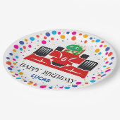 Verjaardag Dinosaur race auto jongen rood racing k Papieren Bordje (Gekanteld)