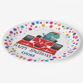 Verjaardag Dinosaur race auto jongen rood racing k Papieren Bordje (Gekanteld)