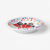 Verjaardag Dinosaur race auto jongen rood racing k Papieren Kommen (Gebogen)